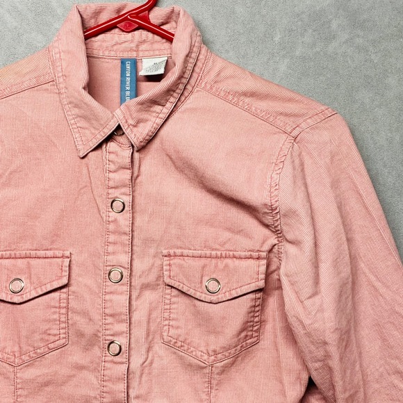 Canyon River Blues Pink Corduroy Button Up Shirt Jacket Size M Long Sleeve - Picture 4 of 9